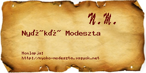 Nyókó Modeszta névjegykártya